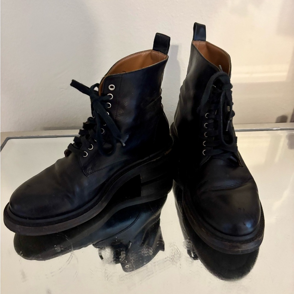 Women’s Frye Alice Black Leather Combat Boots - Picture 4 of 14